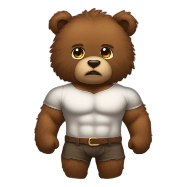 Emoji muscled hairy man bear clothes sticker