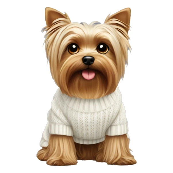Yorkshire terrier cute dog in white sweater  sticker