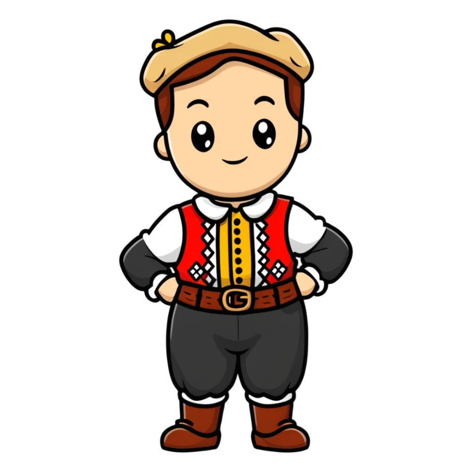 German in traditional Bavarian clothing shrugging sticker