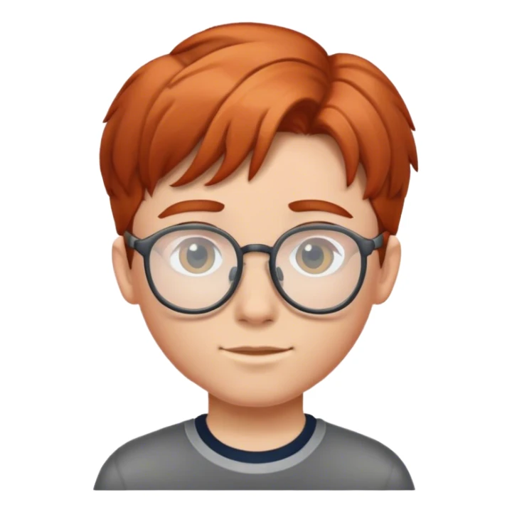 school  boy with copper hair and glasses,  sticker