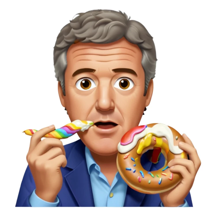 Jeremy Clarkson eating rainbow bagel sticker