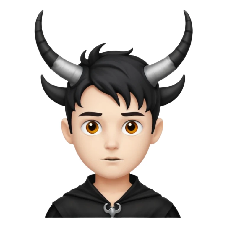 Black Horns on boy halloween sticker