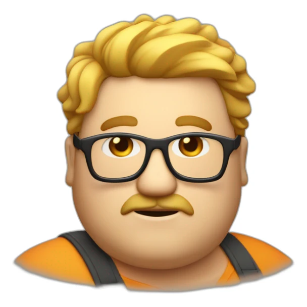 Fat man con gafas y el pelo rubio corto diciendo hola sticker