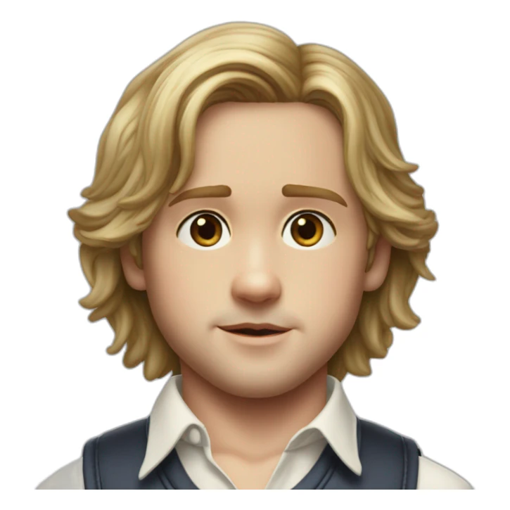 hyper realistic ryan gosling kid acter boy middle part hair outer banks sticker