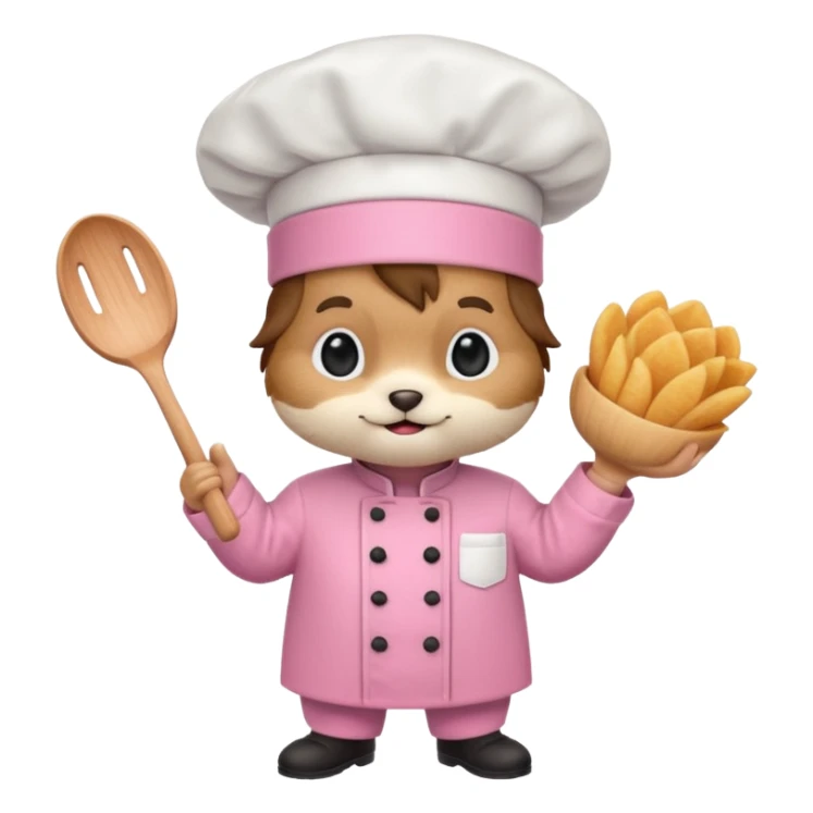 animal with pink chef costume sticker