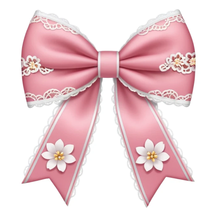 white sakura with a bow and lace border sticker
