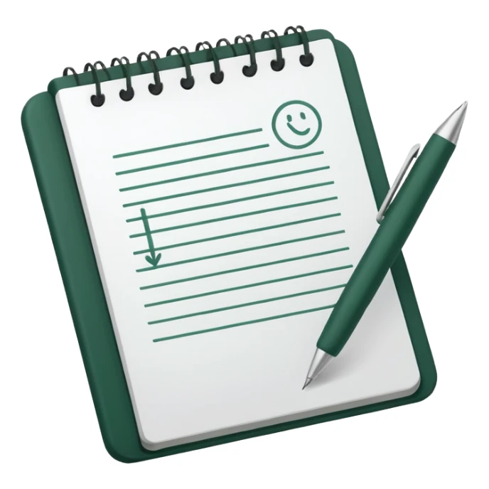 white paper with dark green and white pen, modern minimalism sticker