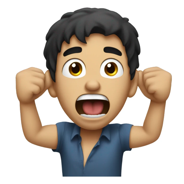 man with dark hair covers his ears and screams sticker