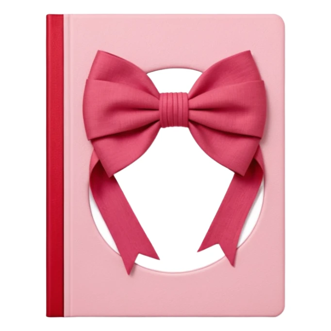 Junk journaling aesthetic book cover, tactile fabric textures, classic framing
Red yarn bow as focal point, soft shadows, calm pastel pink backdrop
Elegant, cozy, artistic, high-end print design sticker