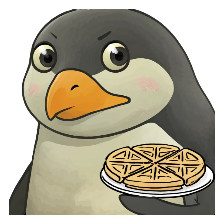 Penguin made of waffles sticker