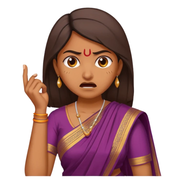 generate an indian female teacher calling. looking mad. Dressed in a saree sticker