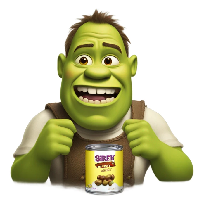 Shrek eating a can of beans sticker