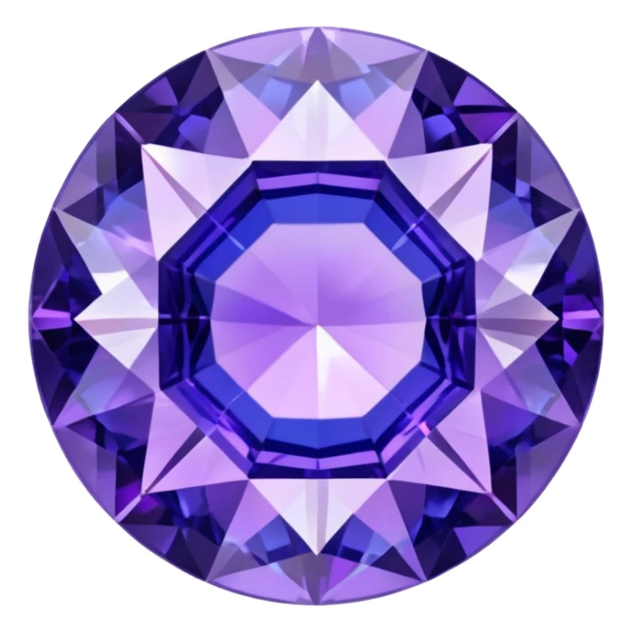 Round cut tanzanite gemstone with holographic blue-purple color shift and brilliant facets sticker