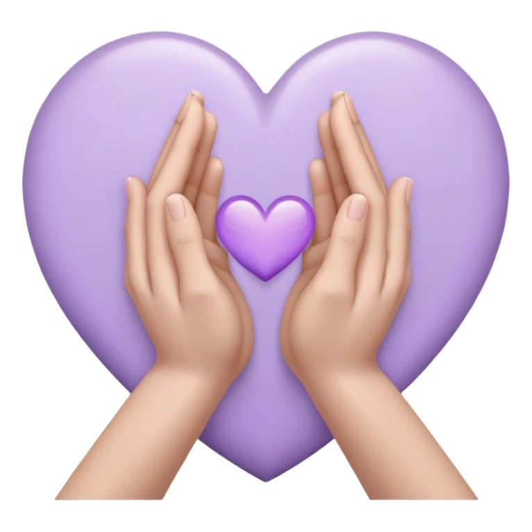 Hands joined in prayer with a pale purple heart sticker