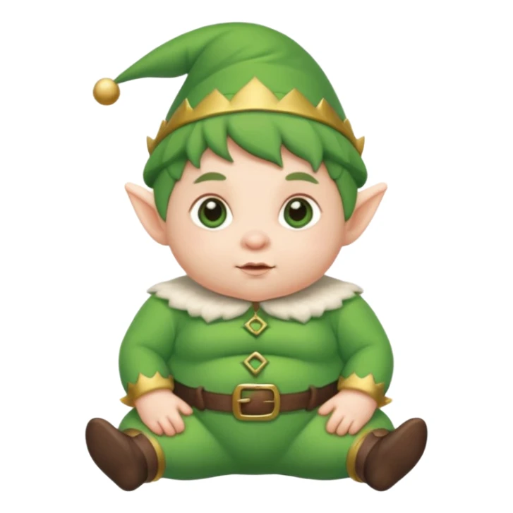 Chubby elf baby with green outfit sticker