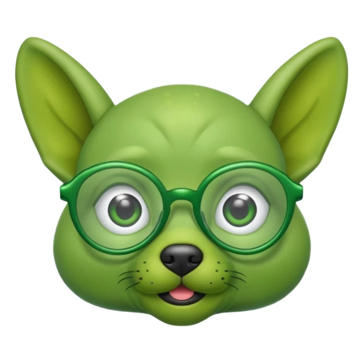 green alien dog with folded ears, wearing glassess sticker