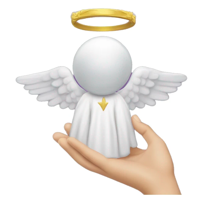 Angel held by human hands fades to after live sticker