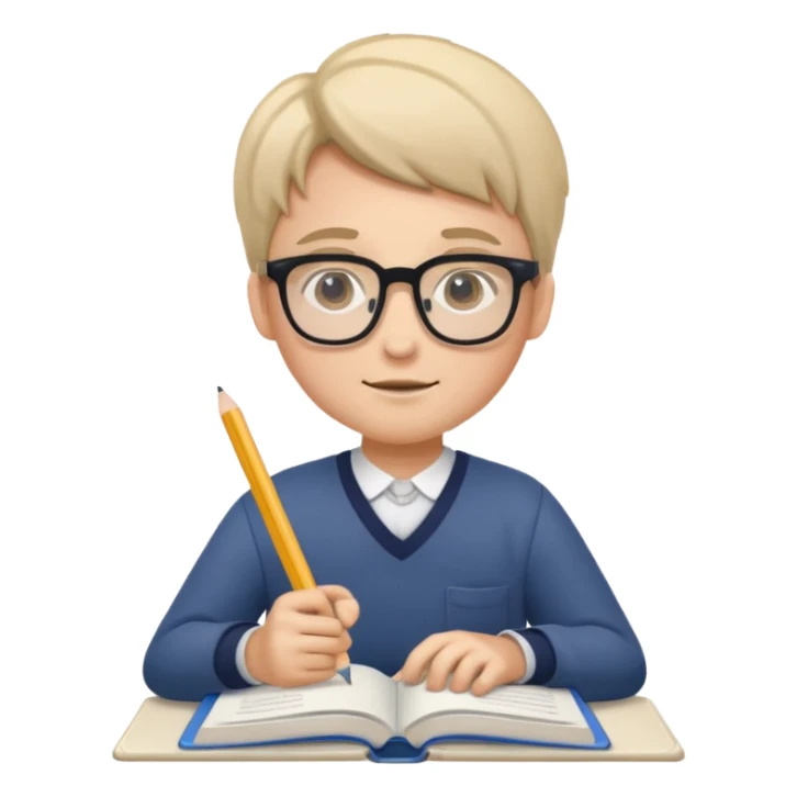 The student is studying with textbooks and notebooks open sticker