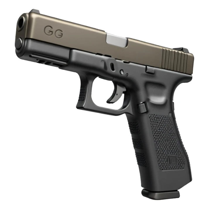 Glock 17 with an extended magazine and a clear legible engraving "N Block 17" sticker