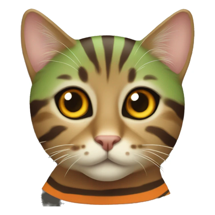 green-brown striped cat with bright orange nose  sticker