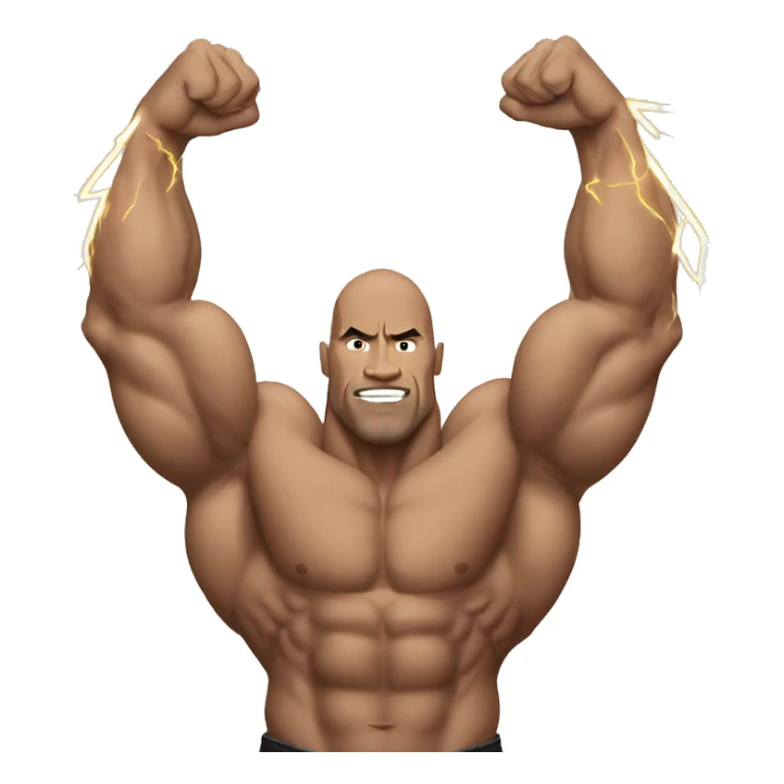 the rock double biceps holding lightning bolts sticker