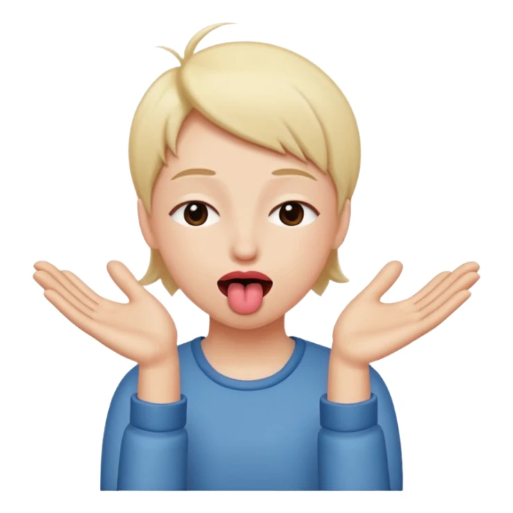 tongue out with hands to the side and eyes closed  sticker