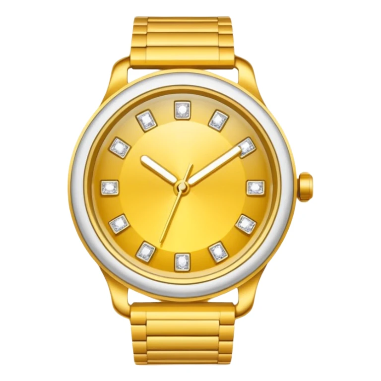 Crea un reloj de oro amarillo con muchos diamantes, sin la cara de fondo sticker
