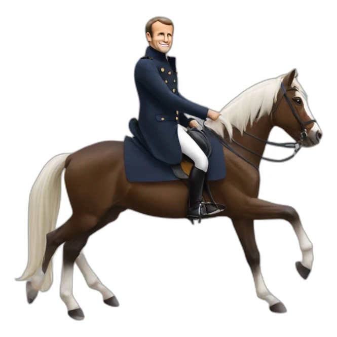 Emmanuel Macron qui fait du cheval sticker