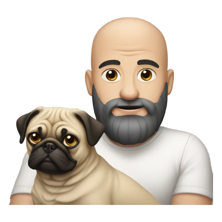 bald man with pug sticker