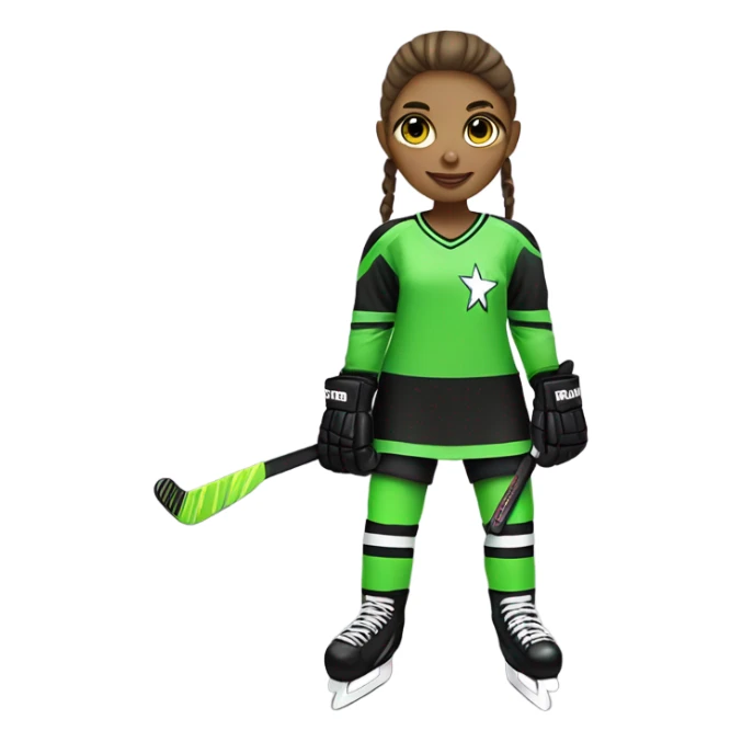 Girl Hockey player neon green gremlin on jersey sticker