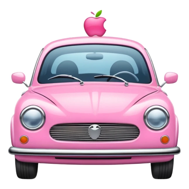 pink car emoji, simple and cheerful, apple style sticker