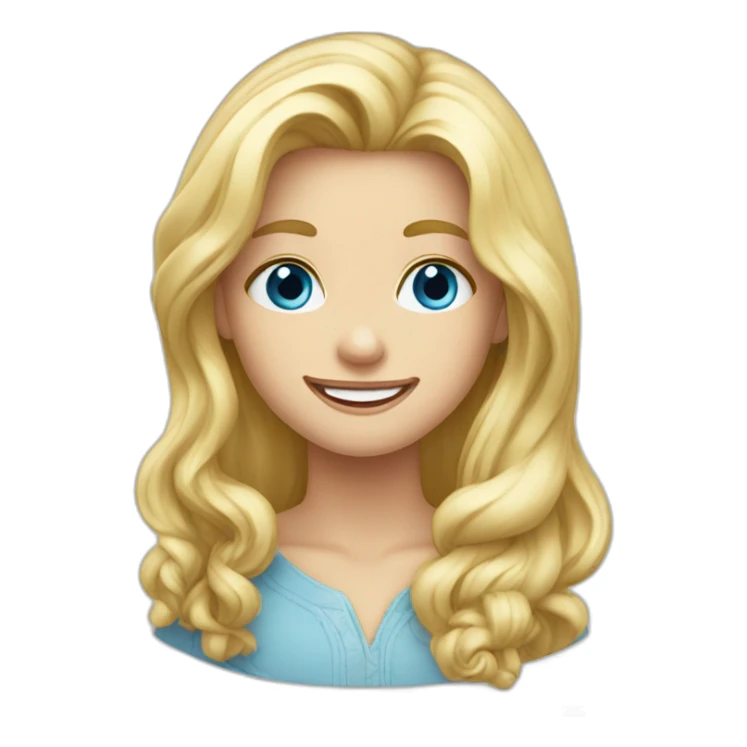 blond blue-eyes long hair smile eat chocolate sticker