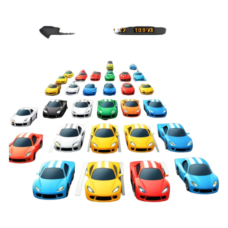 grandstands filled with cheering crowds, checkered flags waving, and traffic lights signaling the start, with a thrilling atmosphere of anticipation and speed. Sporty cars and motorcycles lined up at the starting line, ready to race, with a vibrant racetrack in the background. sticker