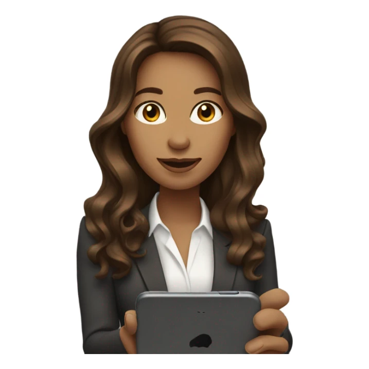 business woman with long wavy brown hair on the iphone sticker