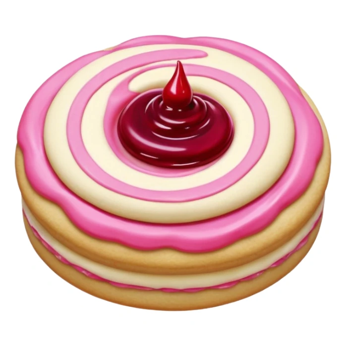 Sugar cookie with pink frosting and a dollop of jam sticker