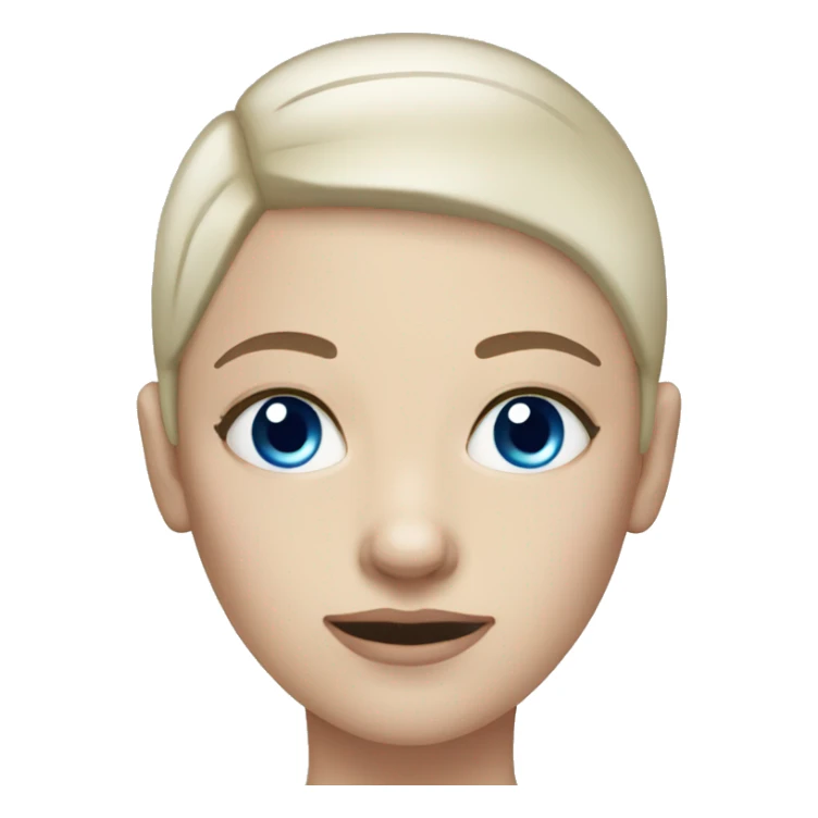 pale woman with shaved head and blue eyes sticker