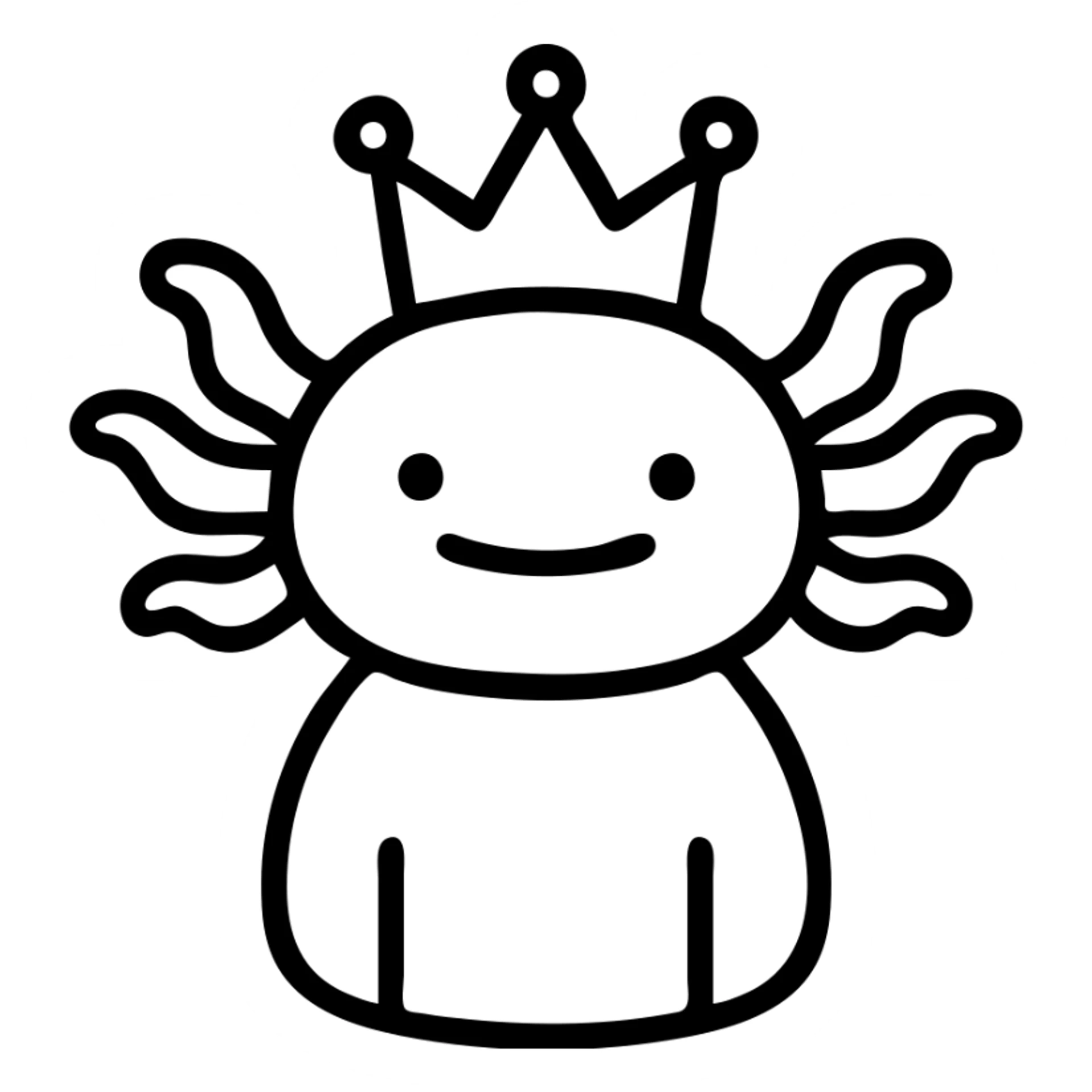 axolotl with a crown, outlined icon sticker
