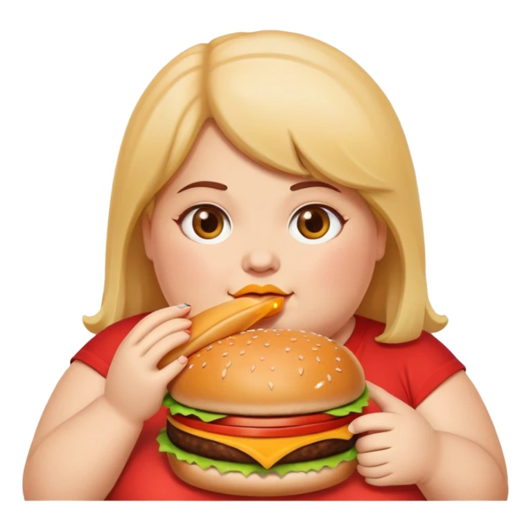 fat girl eating burger sticker