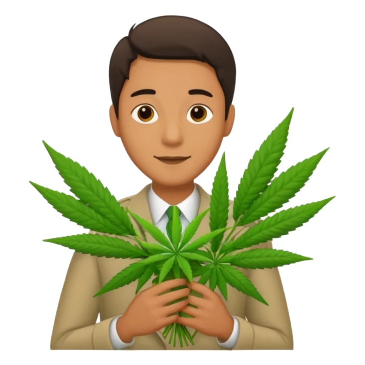Man holding a bouquet of marijuana  sticker