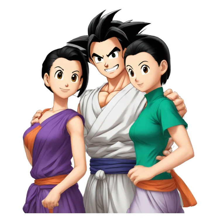 son gohan, picollo, videl and pan a happy family of dragonball sticker