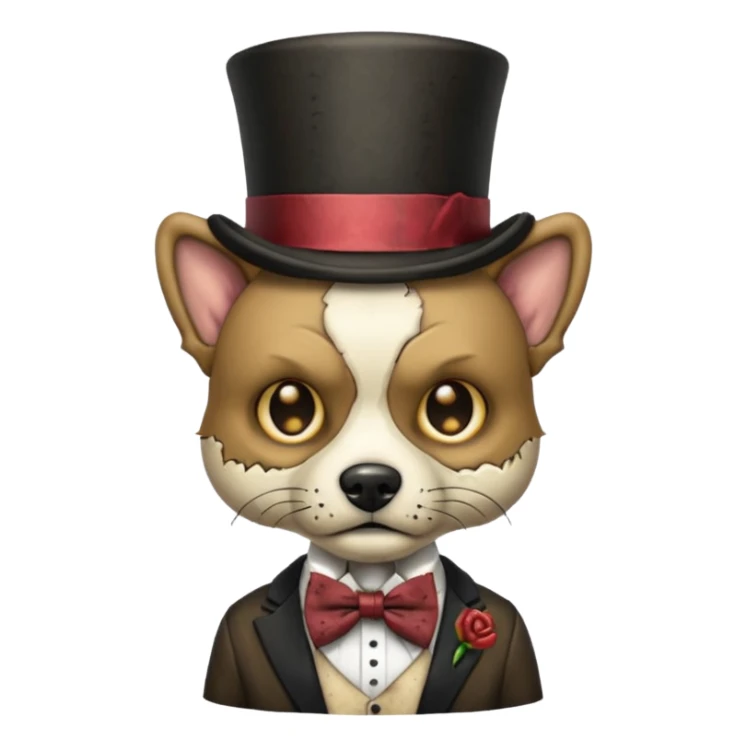 zombie dog with bow tie and top hat sticker