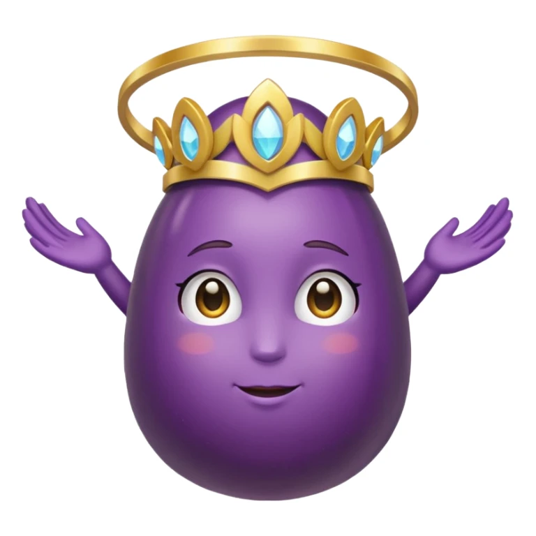 Original eggplant emoji wearing an angelic halo sticker