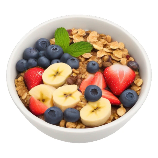 Acai bowl with granola, strawberries, blueberries, bananas  sticker