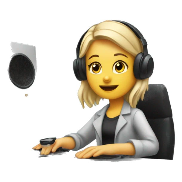 Audio technician girl blonde with an audio desk sitting sticker