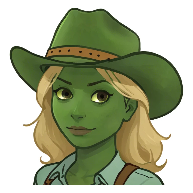Short Blond woman with cowboy hat, brown eyes sticker