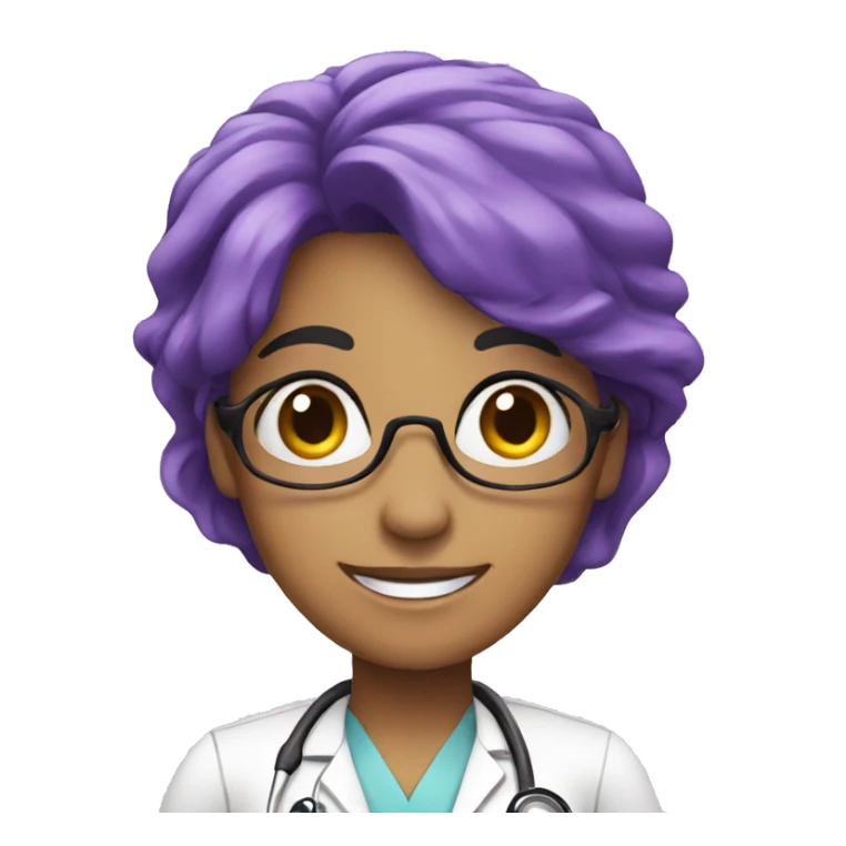 doctor woman purple hair smile sticker