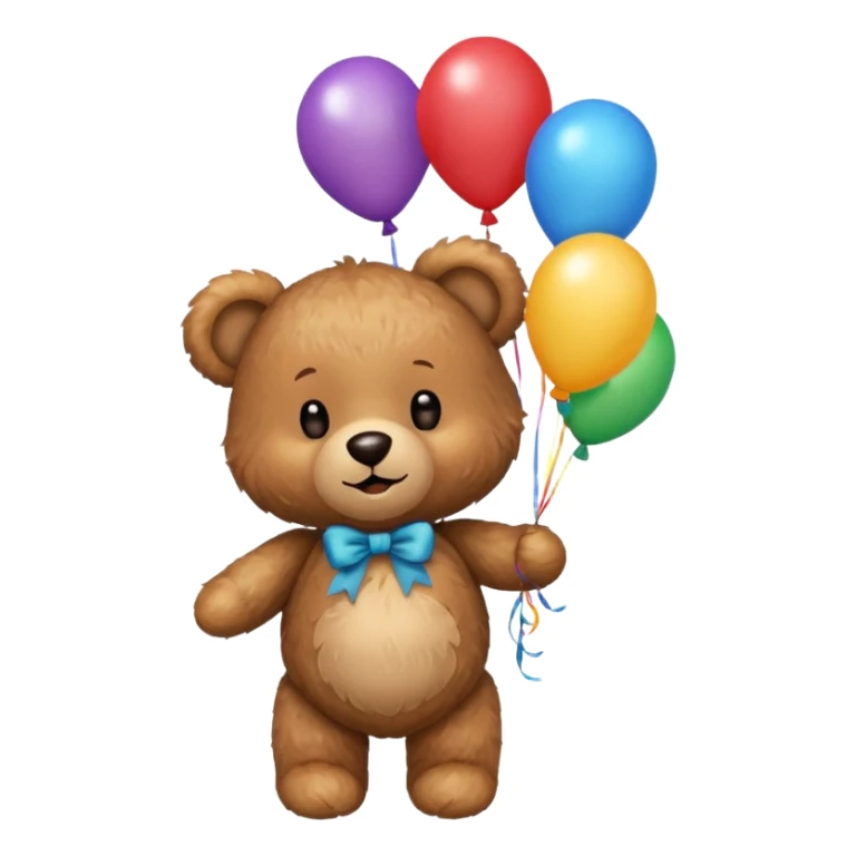 teddy bear holding balloons, birthday, cute, fluffy, semi-realistic sticker