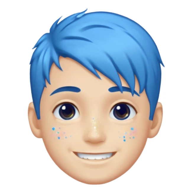 glitter blue gamer Boy happy blue hair sticker