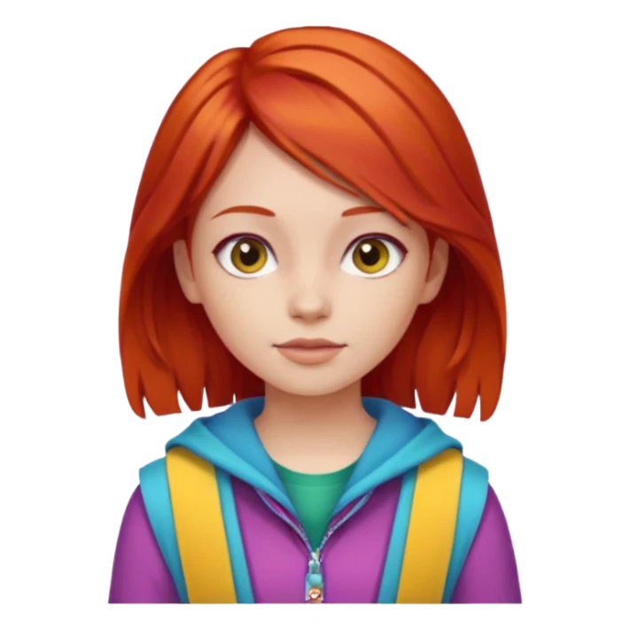 red hair young girl clothing sticker