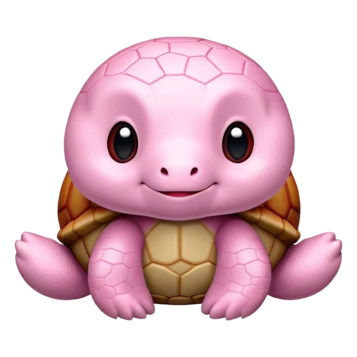 light pink plush turtle that looks exactly like a stuffed animal with visible stitching, perfectly round head, red shell, cute, adorable, soft fabric texture, huggable plush toy appearance sticker